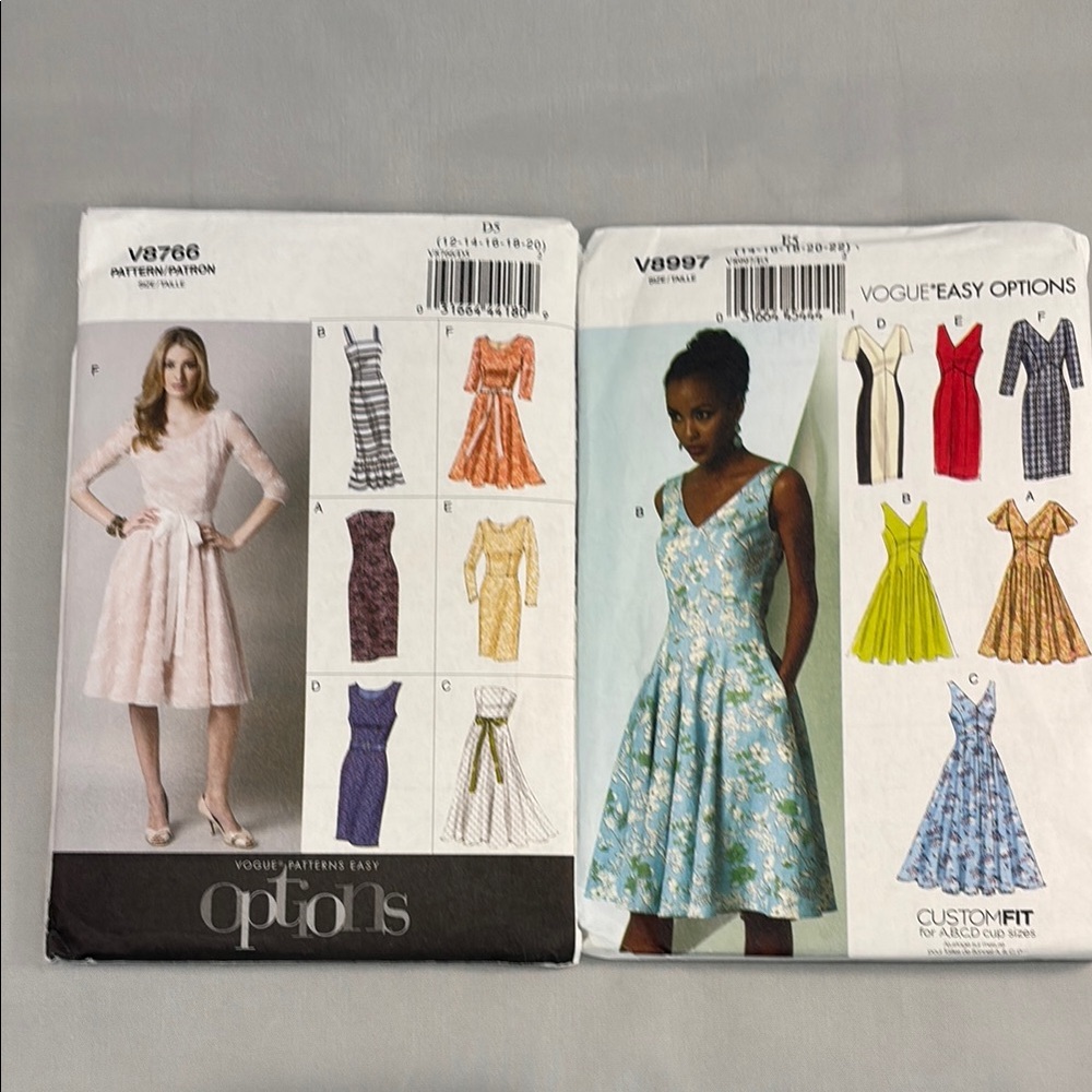 Vogue Dress Sewing Patterns Bundle Of 2 Uncut